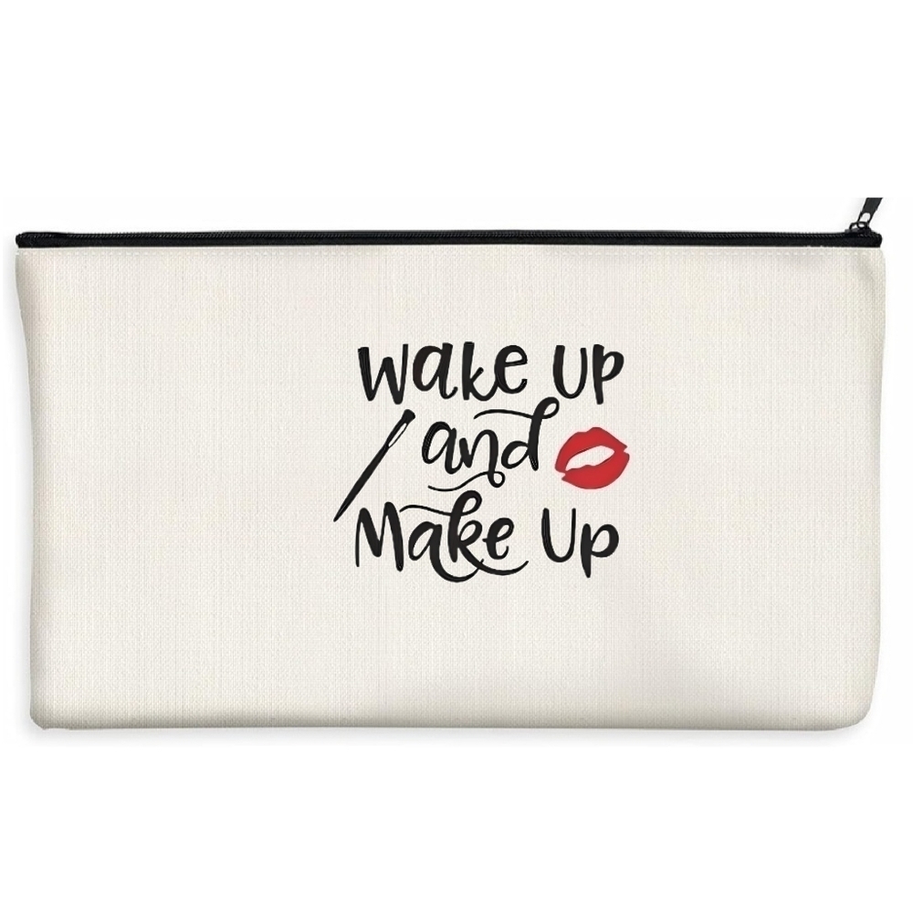 NEW! "WAKE UP AND MAKE UP " CANVAS MAKE UP BAG.